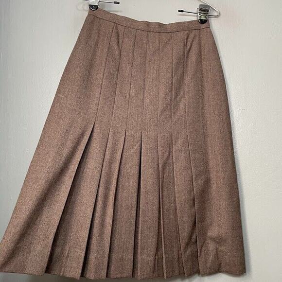 Vintage JH Collectibles Size 10 Petite Taupe Wool Twee Midi Skirt Academia Y2K - Picture 1 of 10